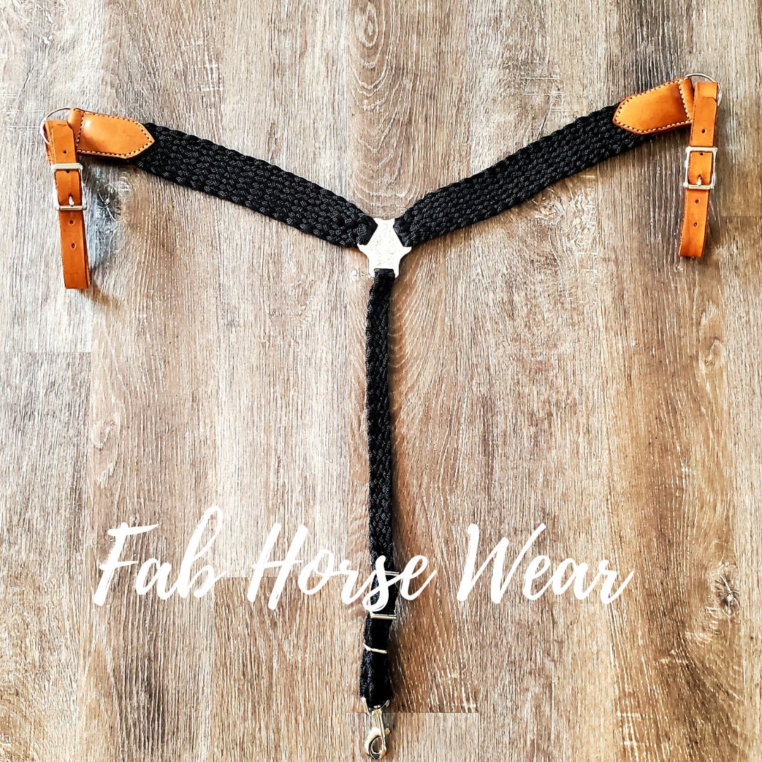CUSTOM Mule Tape Breast Collar w/ leather accents