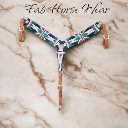 Mohair Breast Collar (teal, coral, navy, natural)