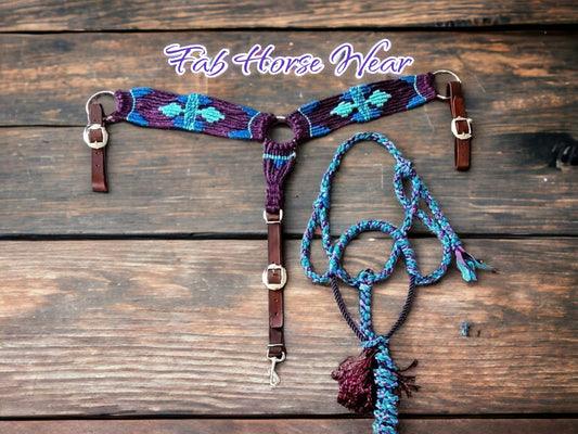 Mohair Breast Collar (purple, royal blue, mint)