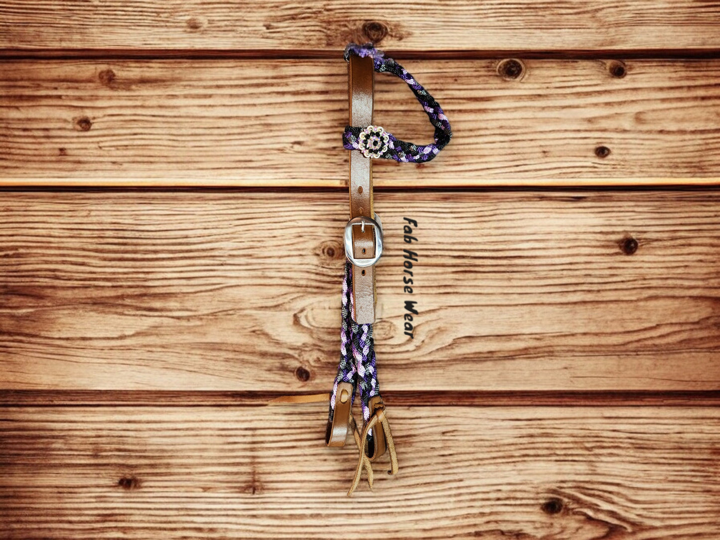 One Ear Mule Tape & Leather Headstall