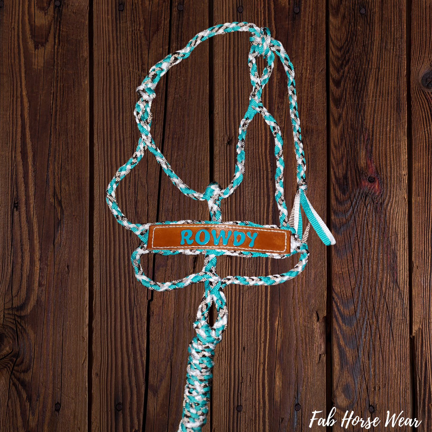 Custom Mule Tape Halter with Leather Name Patch