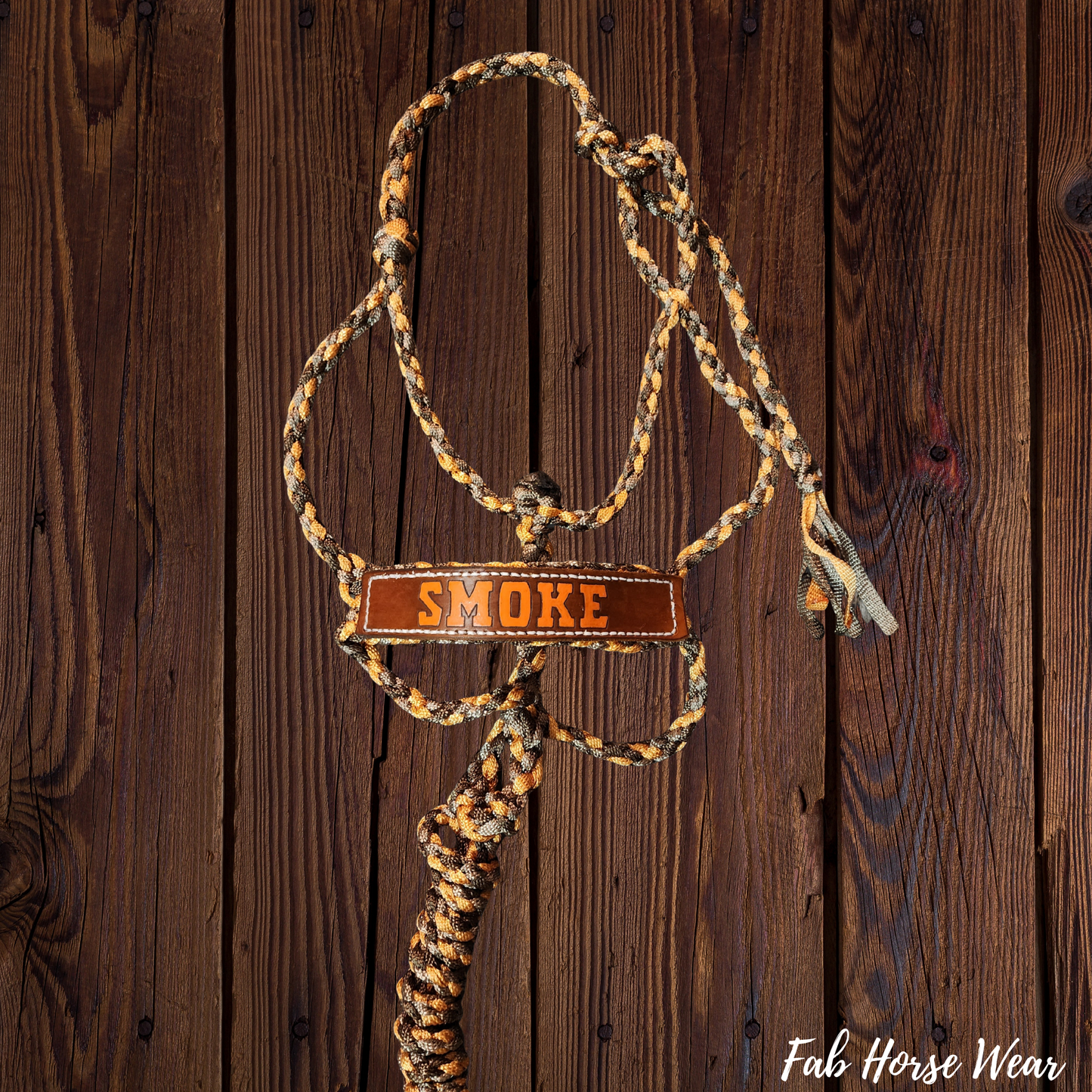 Custom Mule Tape Halter with Leather Name Patch