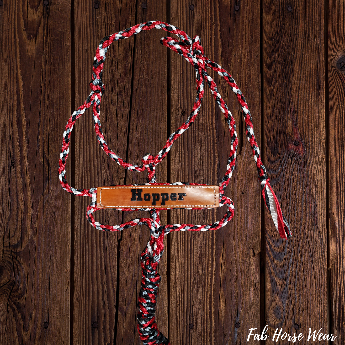Custom Mule Tape Halter with Leather Name Patch