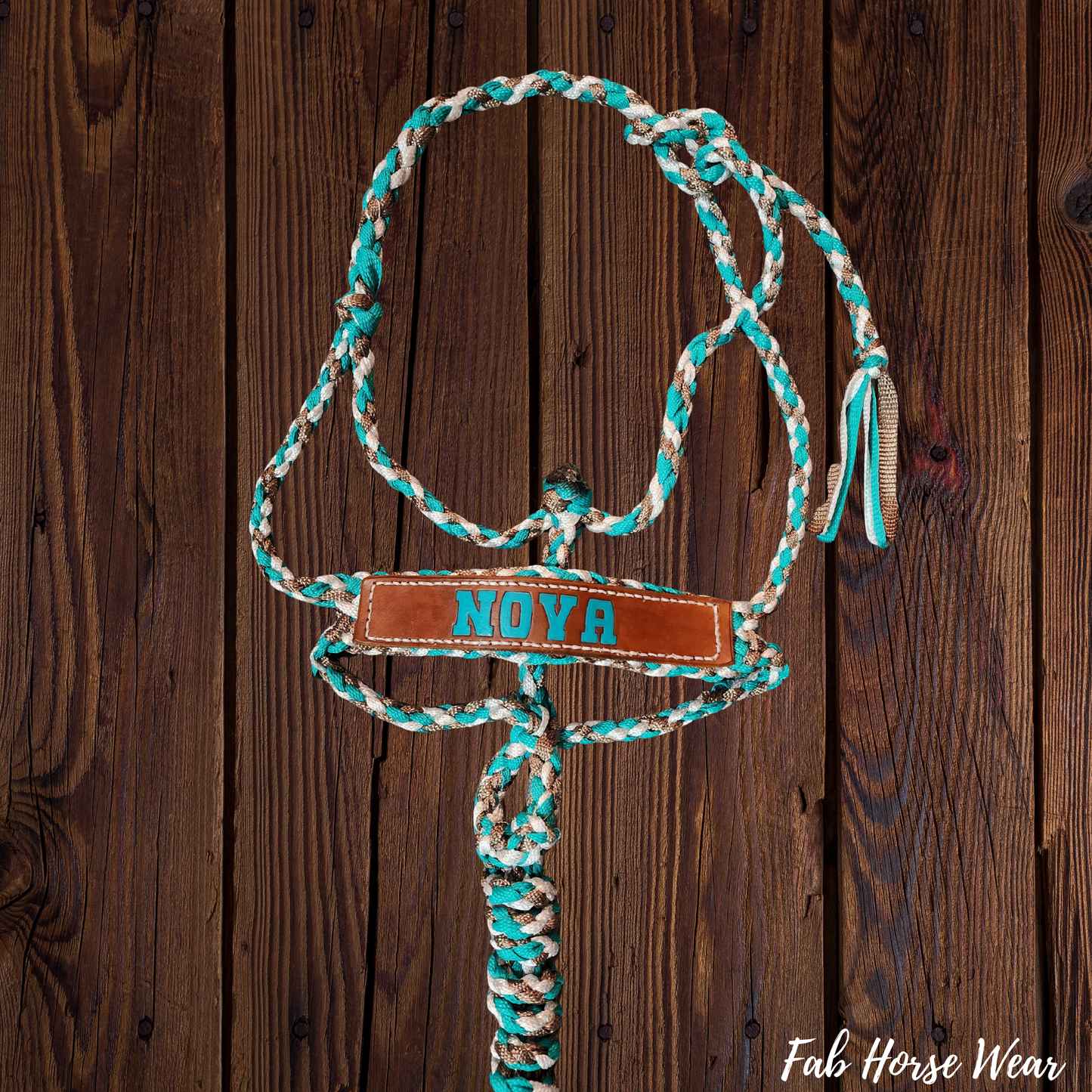 Custom Mule Tape Halter with Leather Name Patch