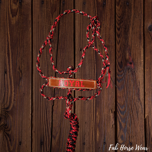 Custom Mule Tape Halter with Leather Name Patch