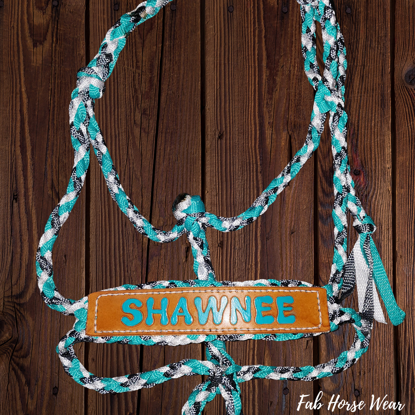 Custom Mule Tape Halter with Leather Name Patch